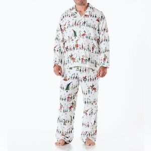 Pottery Barn Kids White Pajama Set with Colorful Print